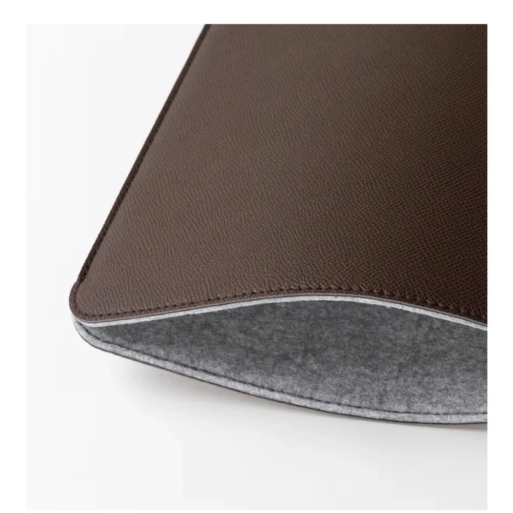 MacBook 13” Protective Sleeve Water-Resistant Faux Leather-COFFEE BROWN